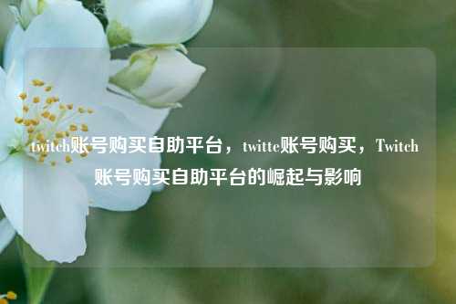 twitch账号购买自助平台，twitte账号购买，Twitch 账号购买自助平台的崛起与影响