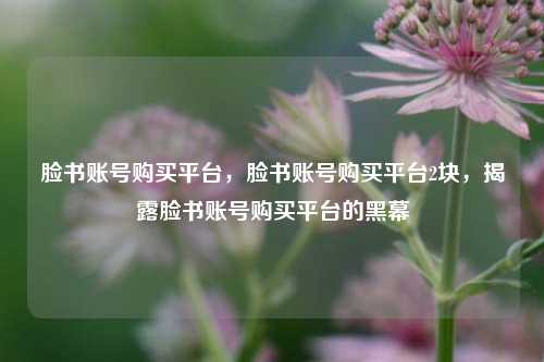 脸书账号购买平台，脸书账号购买平台2块，揭露脸书账号购买平台的黑幕