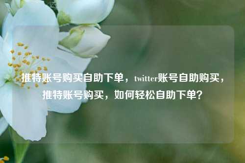 推特账号购买自助下单，twitter账号自助购买，推特账号购买，如何轻松自助下单？