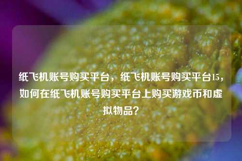 纸飞机账号购买平台	，纸飞机账号购买平台15，如何在纸飞机账号购买平台上购买游戏币和虚拟物品？  第1张