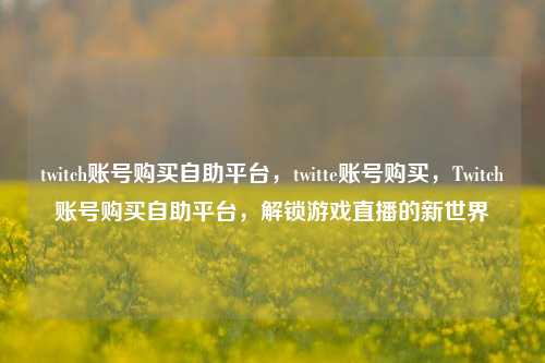 twitch账号购买自助平台，twitte账号购买，Twitch账号购买自助平台，解锁游戏直播的新世界